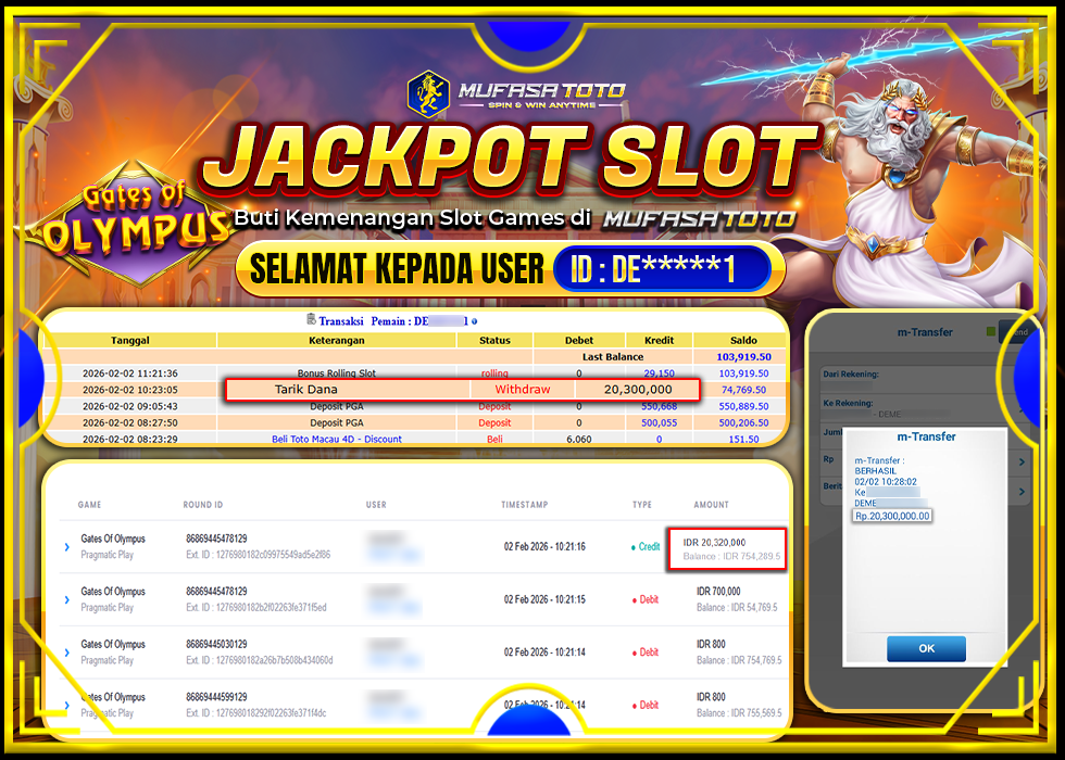 MUFASATOTO JACKPOT PRAGMATIC PLAY Rp 20.300.000 |LUNAS